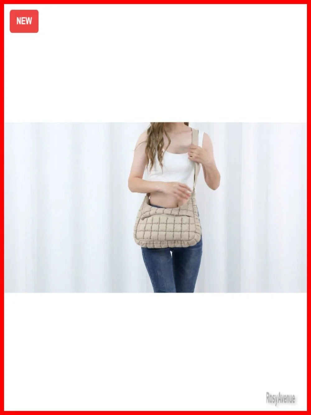 Quilted Puffer Bag Soft Fluffy Crossbody Shoulder Hobo Purse Lightweight